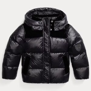 Ralph Lauren Kids Puffer Jacket Black Girls Velvet